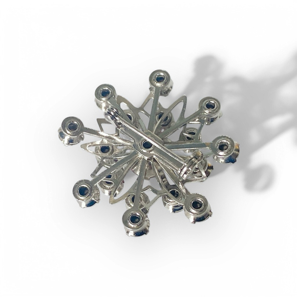 Cute Vintage Rhinestone Scatter Pin Brooch Red and Clear White Austrian Stones. - Picture 6 of 6